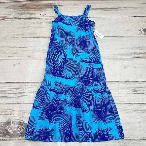Liz Claiborne Dress NWT Maxi Hawaiian Linen Sleeveless Panel Blue Size Medium - Picture 4 of 17